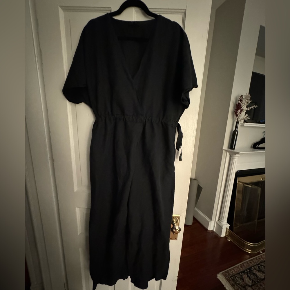 COS linen wrap jumpsuit - black